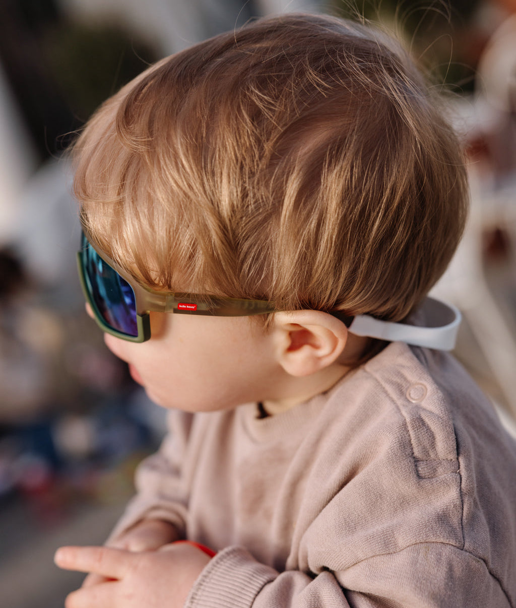 Sonnenbrillen für Kinder Grün Sportliche Gestellform polarisierte Brillengläser Hello Hossy