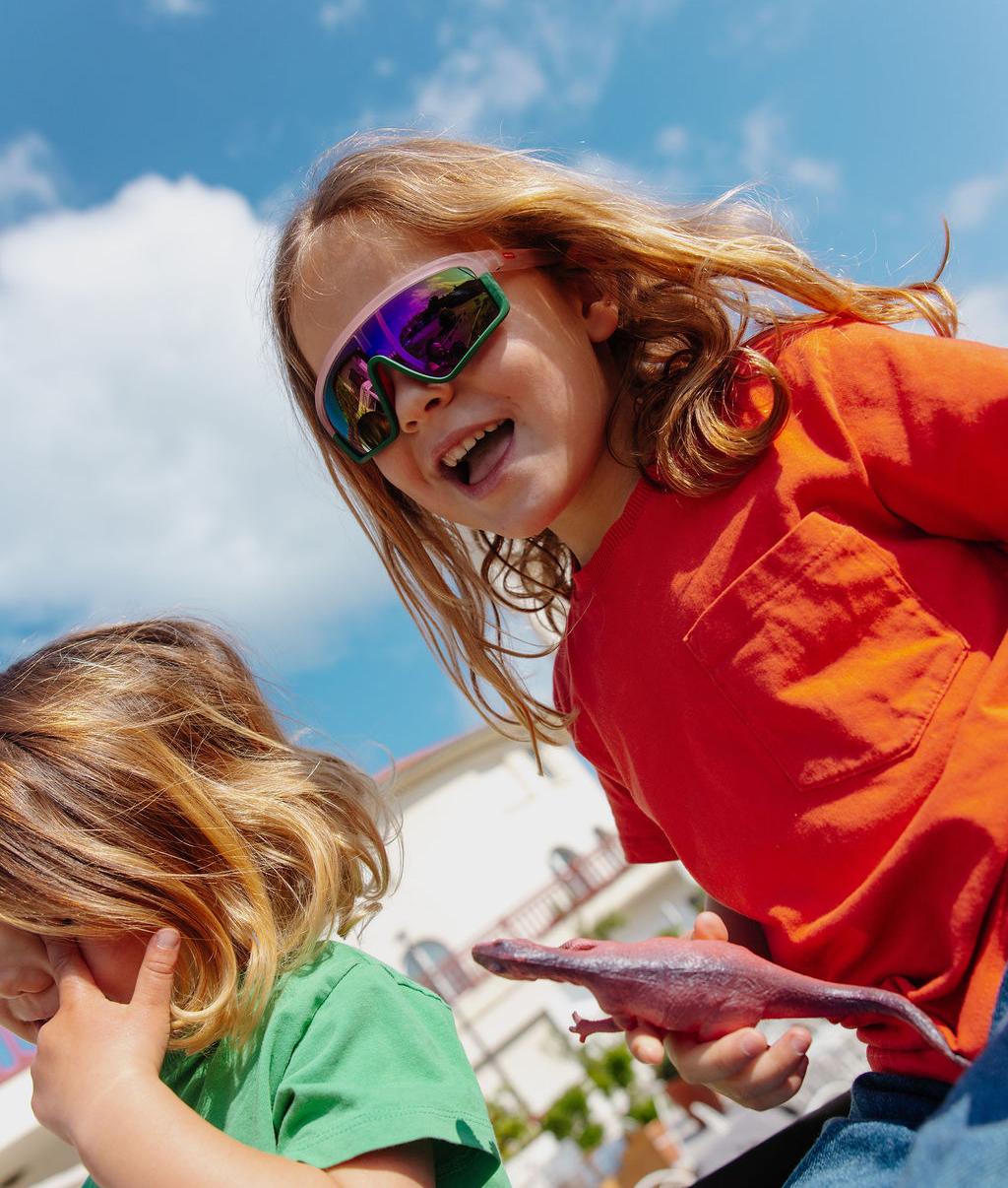 Sonnenbrillen für Kinder Grün und Rosa Sportliche Gestellform Verspiegelte Brillenglass Hello Hossy