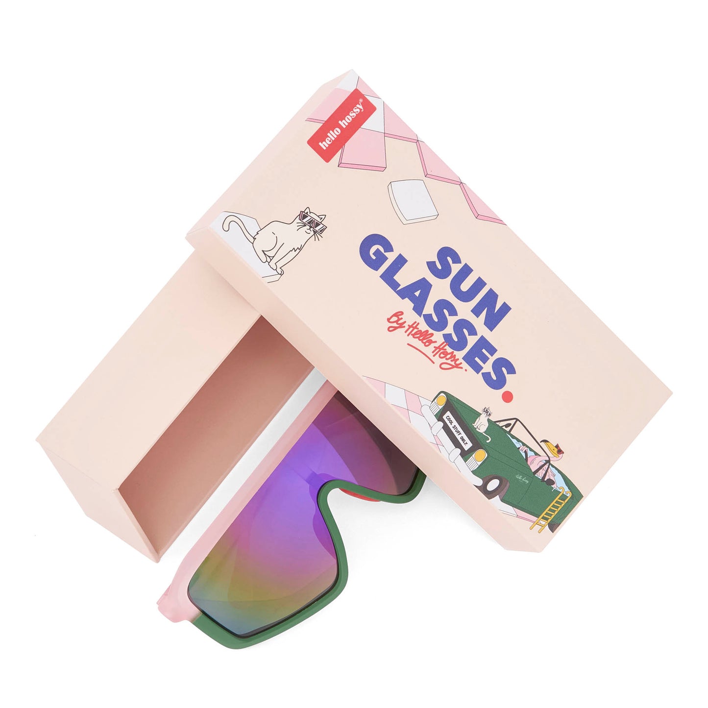 Sonnenbrillen für Kinder Rosa Grün Maskenform mit Verpackung Hello Hossy