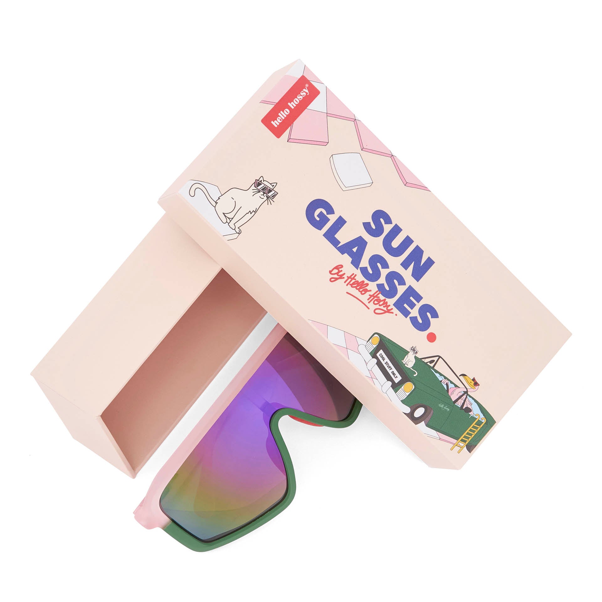 Sonnenbrillen für Kinder Rosa Grün Maskenform mit Verpackung Hello Hossy
