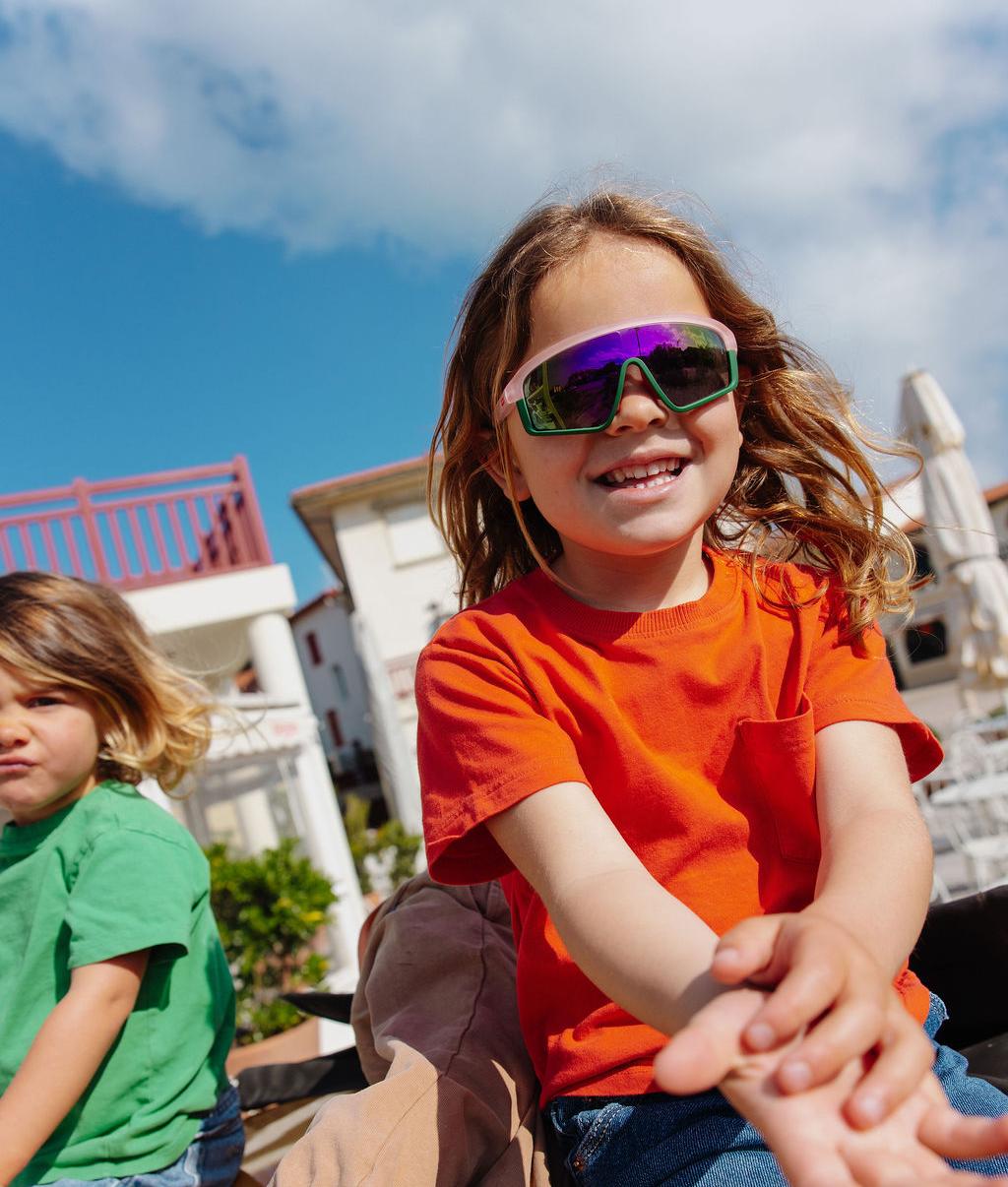 Sonnenbrillen für Kinder Brillengestell Sport Rosa Verspiegelte grüne Brillenglass Hello Hossy