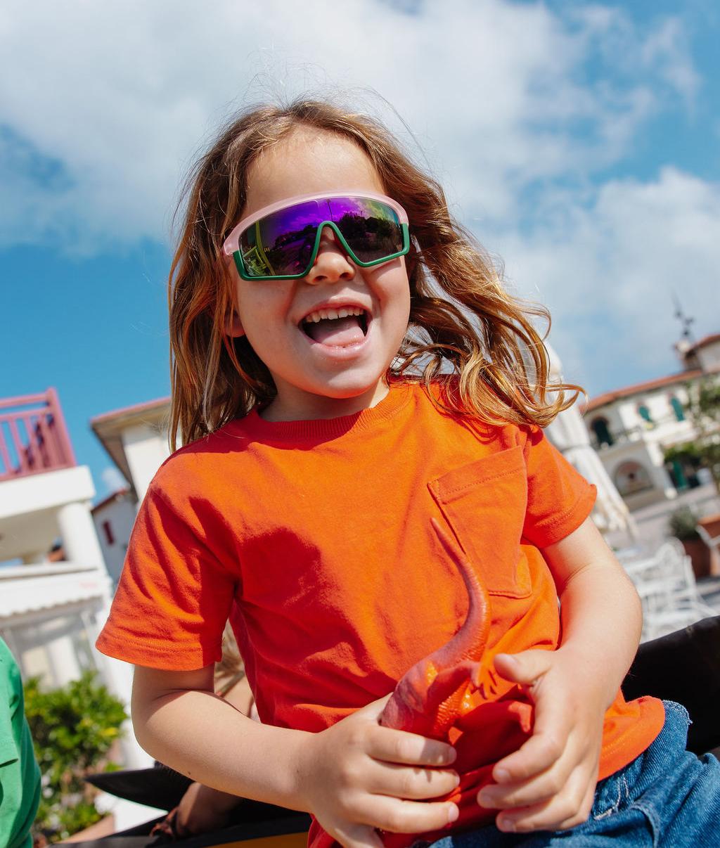 Sonnenbrille für Kinder Grün Rosa Verspiegelte Brillenglass breit Sportliche Gestellform Hello Hossy
