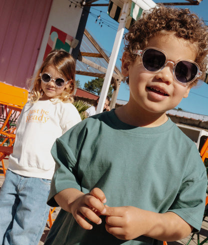 Lunettes de soleil enfant blanc transparent forme ronde Hello Hossy
