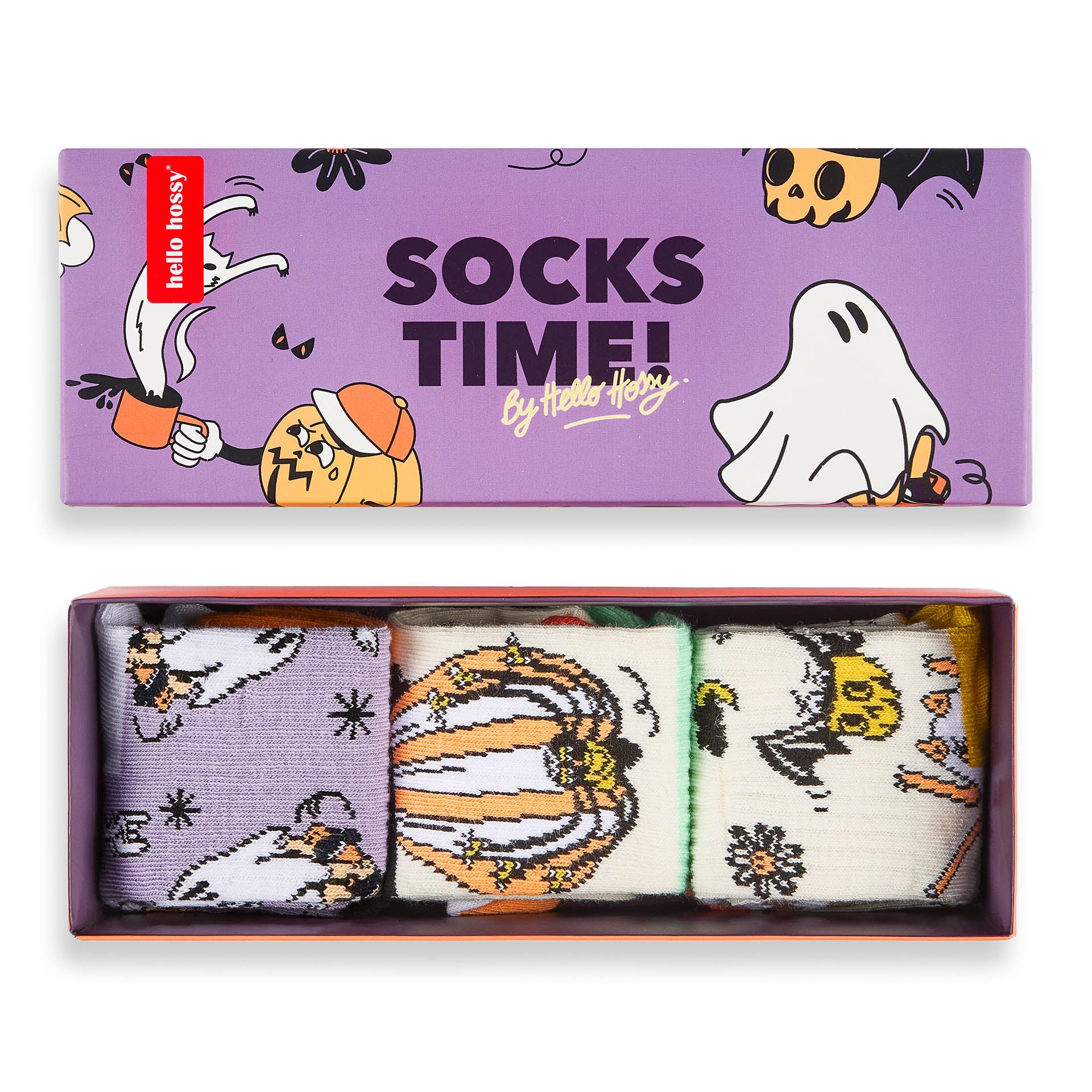 Pack Kinder-Socken mit Halloween-Aufdrucken Kürbis Geist bunt Hello Hossy
