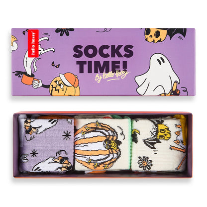 Pack Kinder-Socken mit Halloween-Aufdrucken Kürbis Geist bunt Hello Hossy