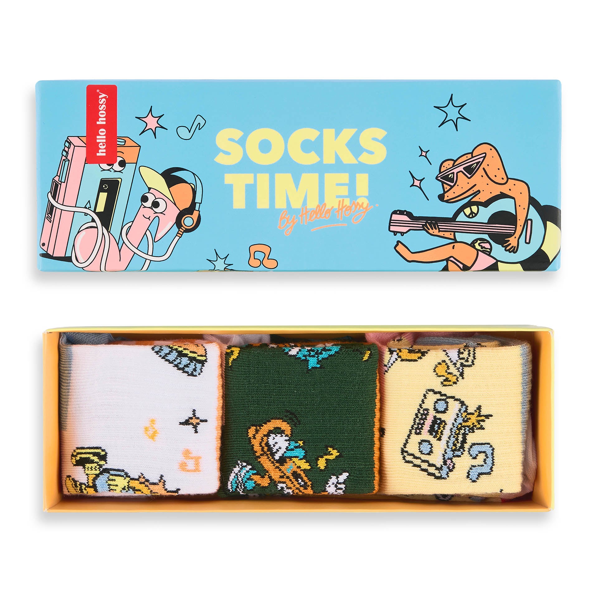 Pack bunte Kinder-Socken mit Musik-Aufdrucken aus Bio-Baumwolle Hello Hossy