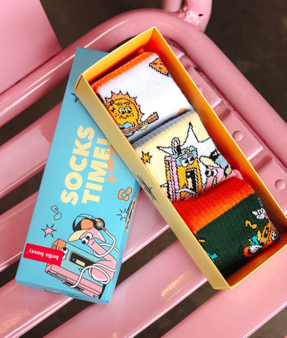 Pack Kindersocken mit bunten Musik-Aufdrucken aus Bio-Baumwolle Hello Hossy