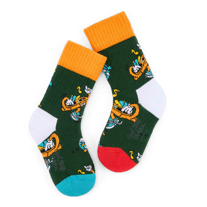 Kinder-Socken grün Musik-muster rote und blaue Ferse Hello Hossy