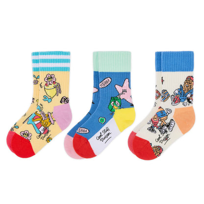 Bunte Kinder-Socken mit Mascots-Aufdrucken aus Bio-Baumwolle Hello Hossy