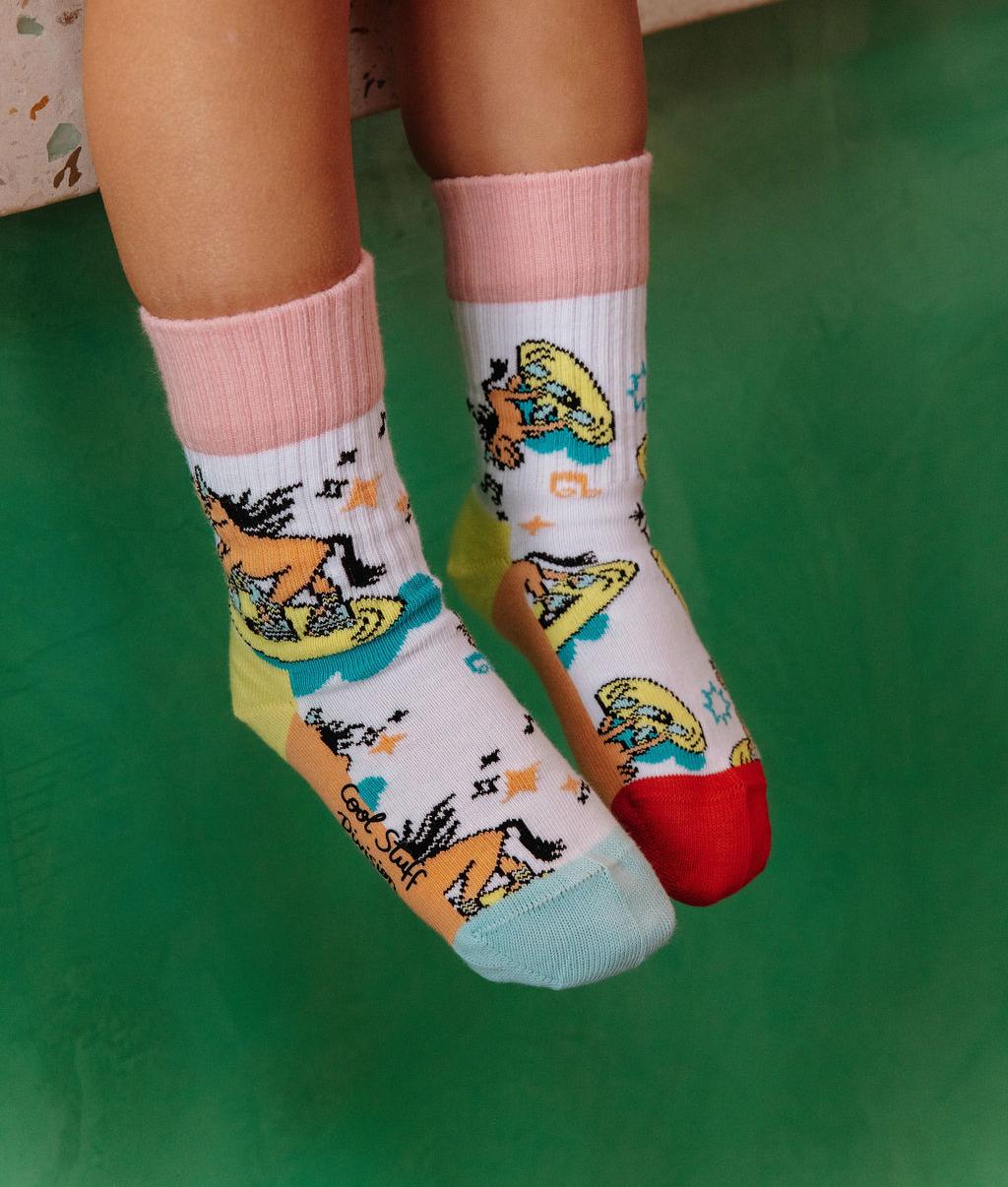 Kinder-Socken Einhorn-Aufdrucke mehrfarbig rosa Schäfte Hello Hossy