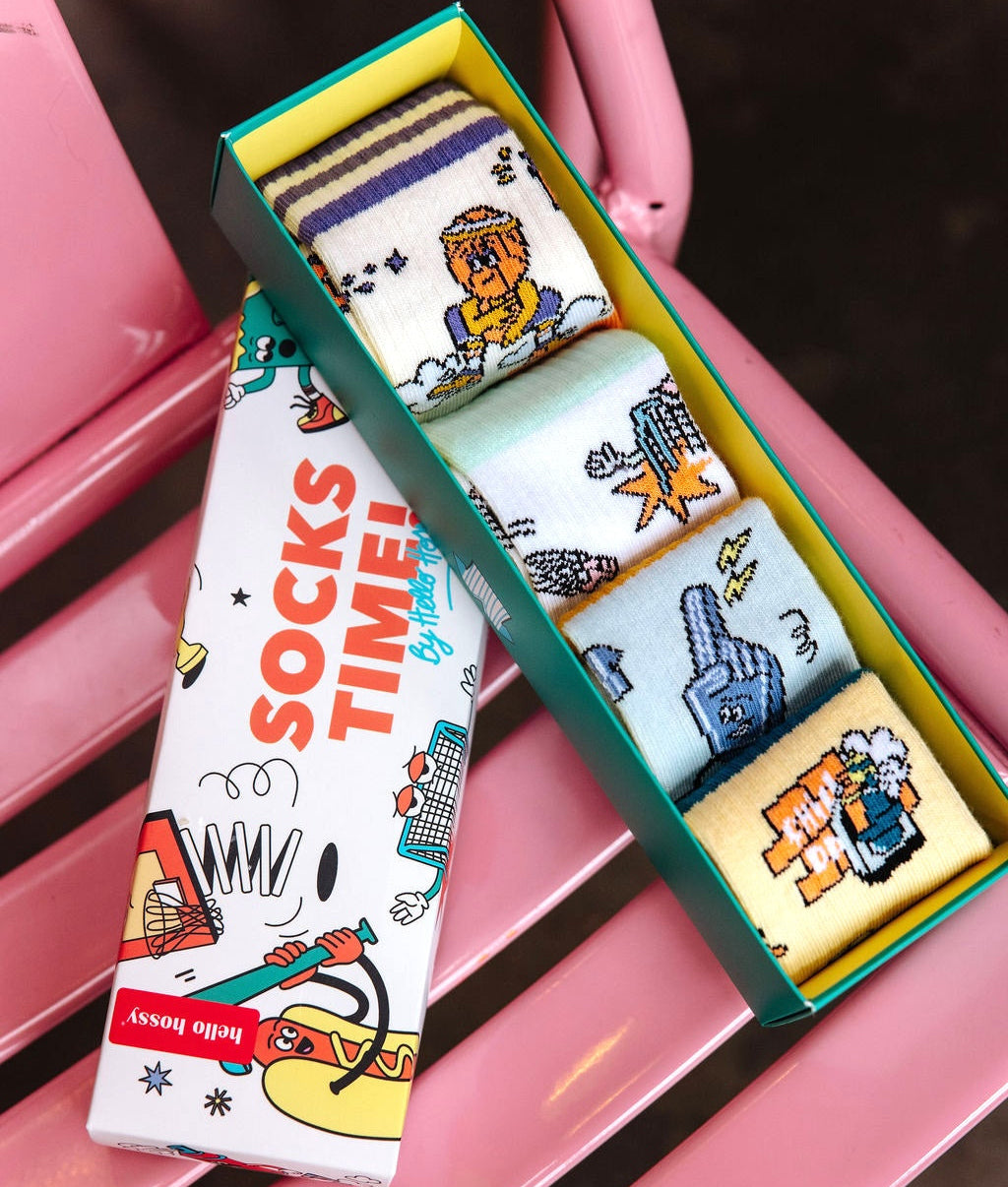 Pack Kinder-socken mit bunten Sport-aufdrucken aus Bio-Baumwolle Hello Hossy