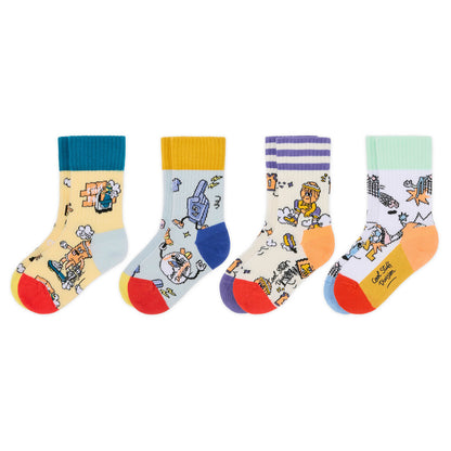 Pack Kinder-Socken bunte Sport-Aufdrucke mehrfarbig Hello Hossy