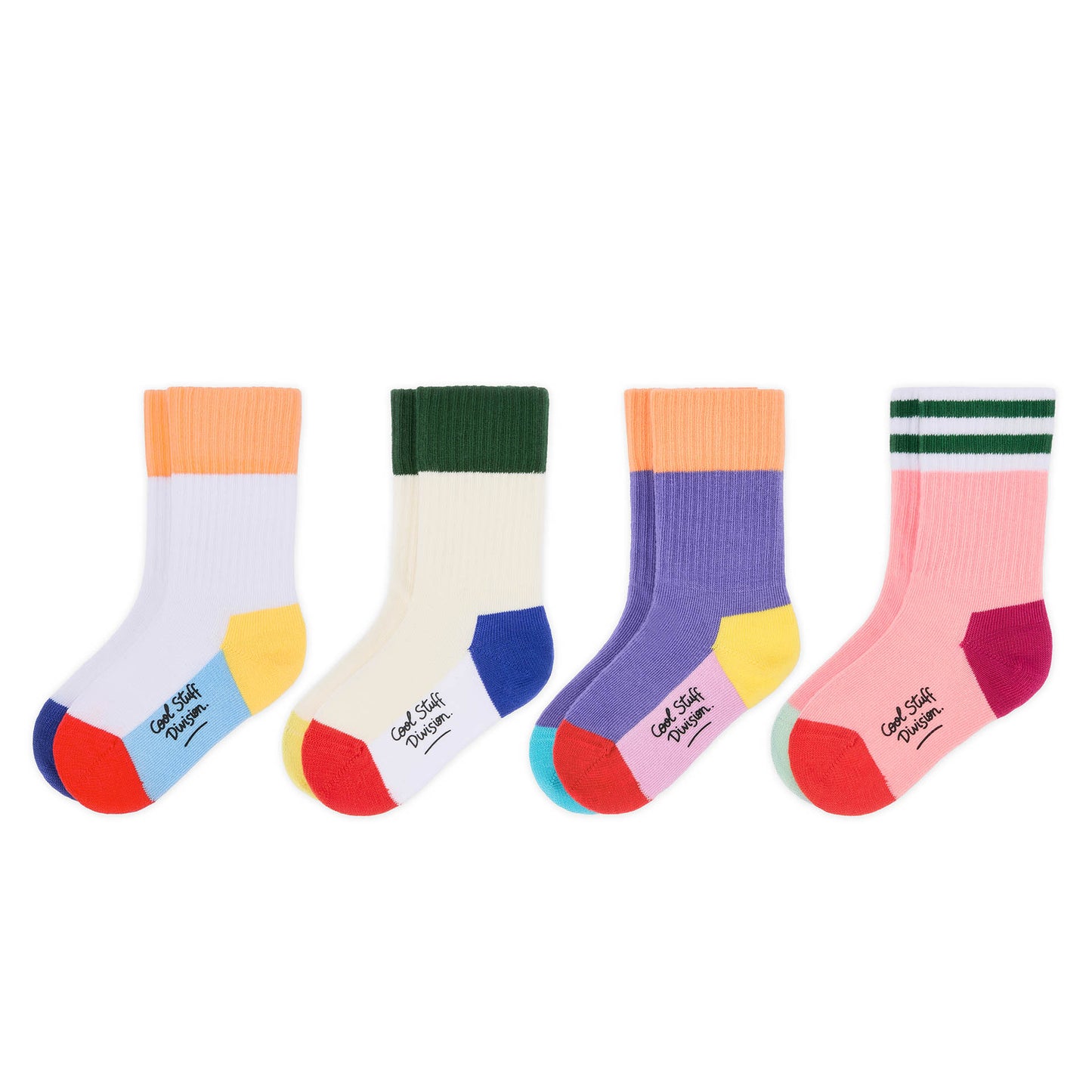 Pack Kinder-Socken einfarbig mehrfarbig mit Kontrastfersen Hello Hossy