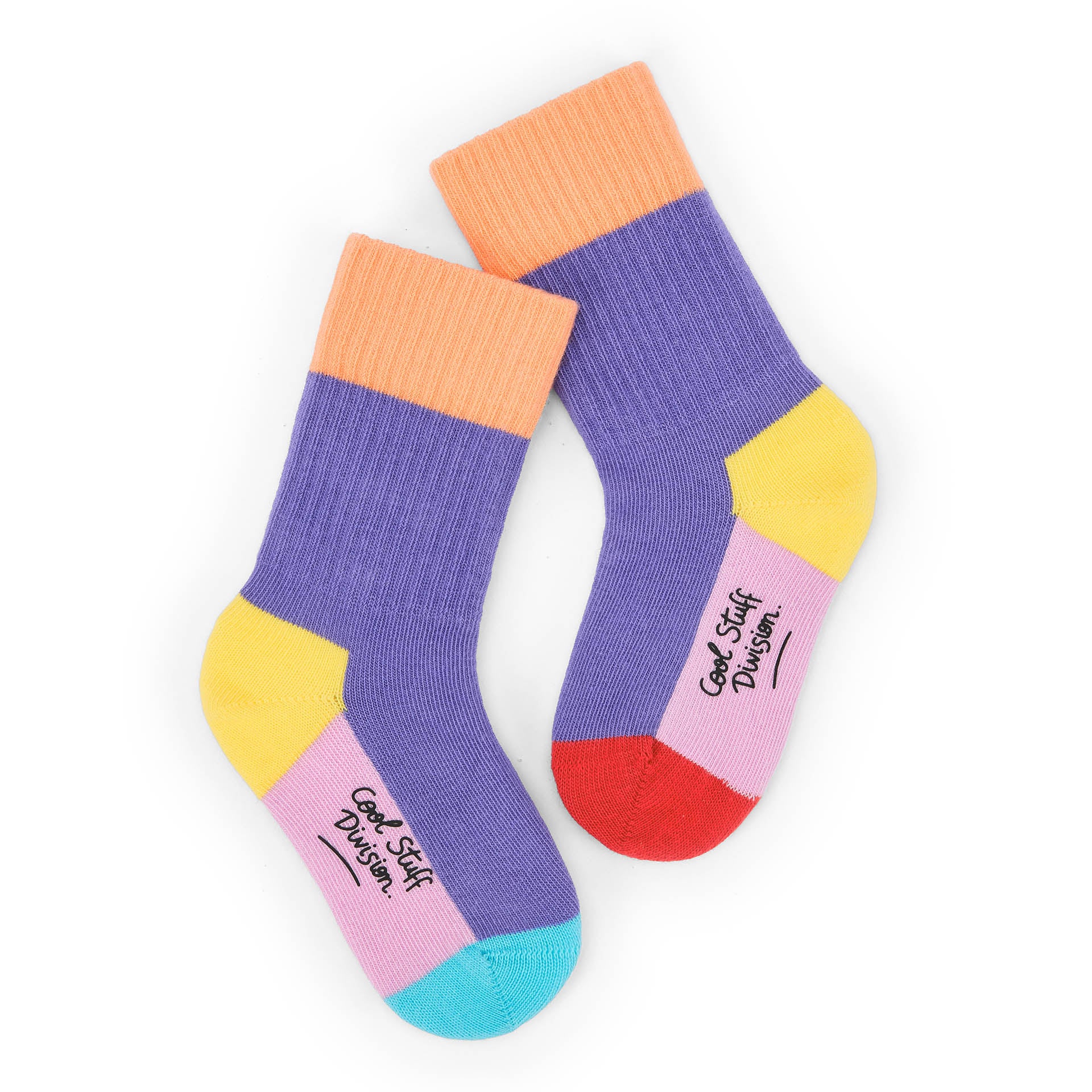 Kinder-Socken mehrfarbig color block Textdetail Hello Hossy