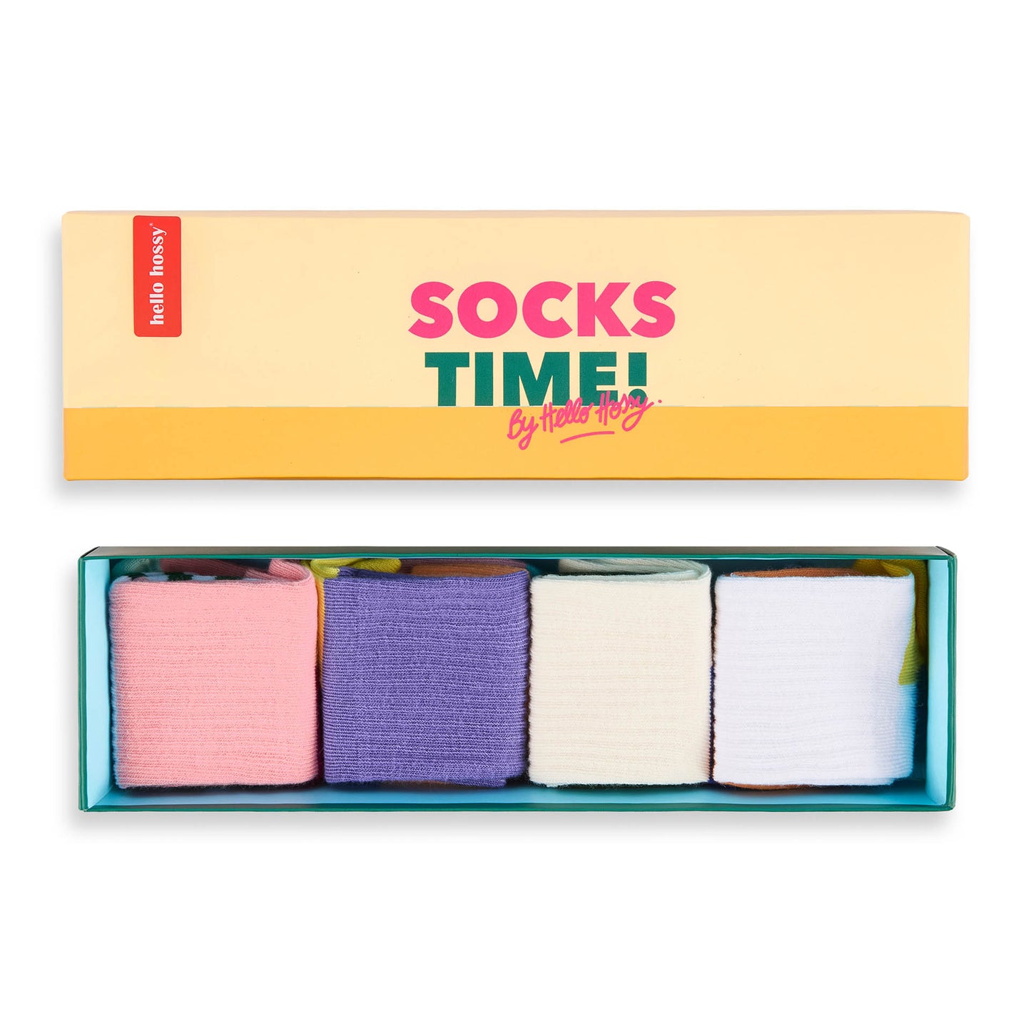 Pack Kinder-Socken einfarbig rosa violett ecru weiß Hello Hossy