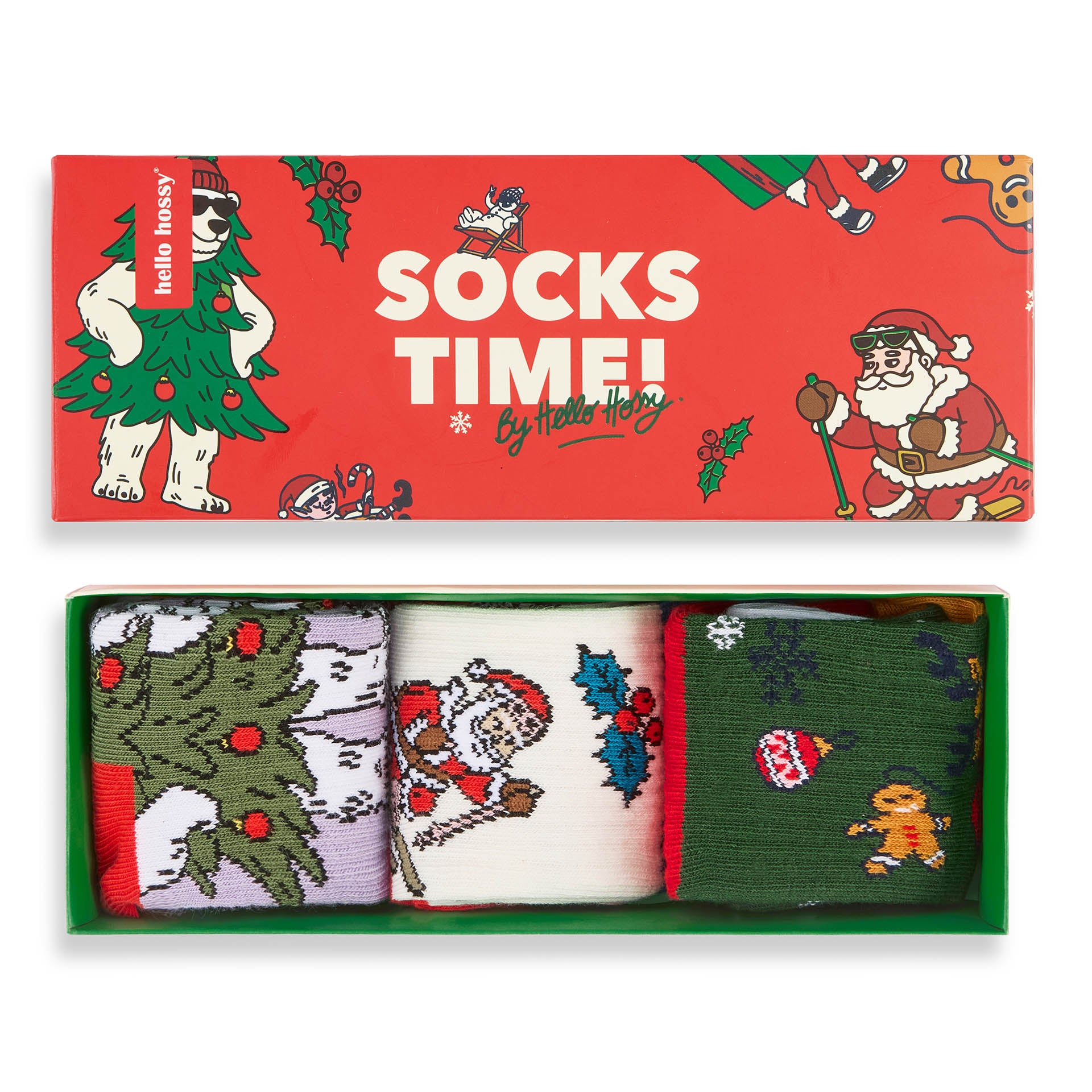 Pack de 3 paires de chaussettes pour enfant motif Noël dans leur coffret – vue du dessus