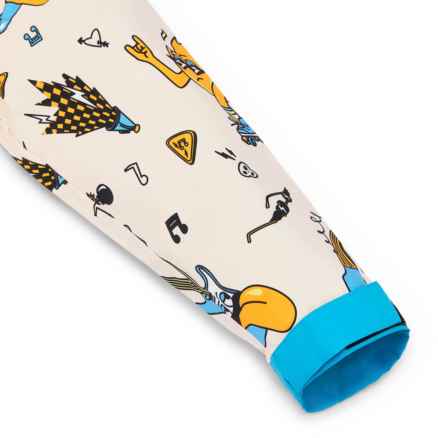 Ärmel Kinder-Regenponcho cremeweiß mit Musik-Aufdrucken blauem Rand Hello Hossy