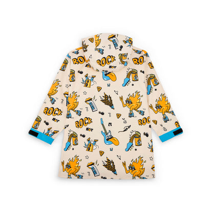 Kinder-regenponcho cremeweiß Musik-aufdrucke Orange und grün Hello Hossy