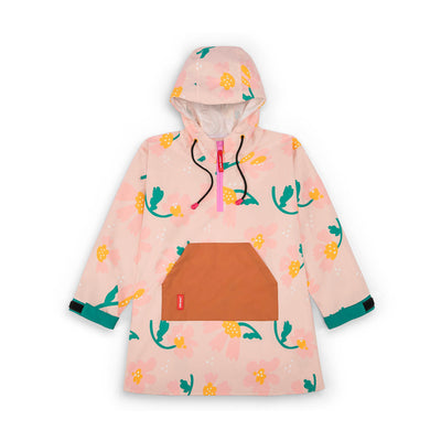 Kinder-Regenponcho Rosa mit Blumenmotiv und Camel-Tasche Hello Hossy