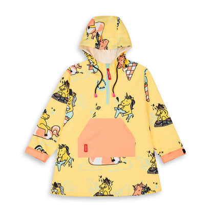 Poncho de Pluie imperméable avec capuche Unicorn pour enfant – vue à plat, de face