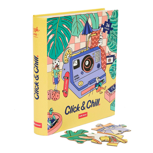 Puzzle pour enfant Hello Hossy au format livre – 36 pièces – dos illustré avec message de marque – vue avant