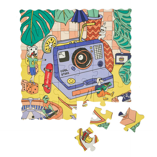 Puzzle pour enfant Hello Hossy "Click & Chill" partiellement assemblé – vue à plat – fond blanc