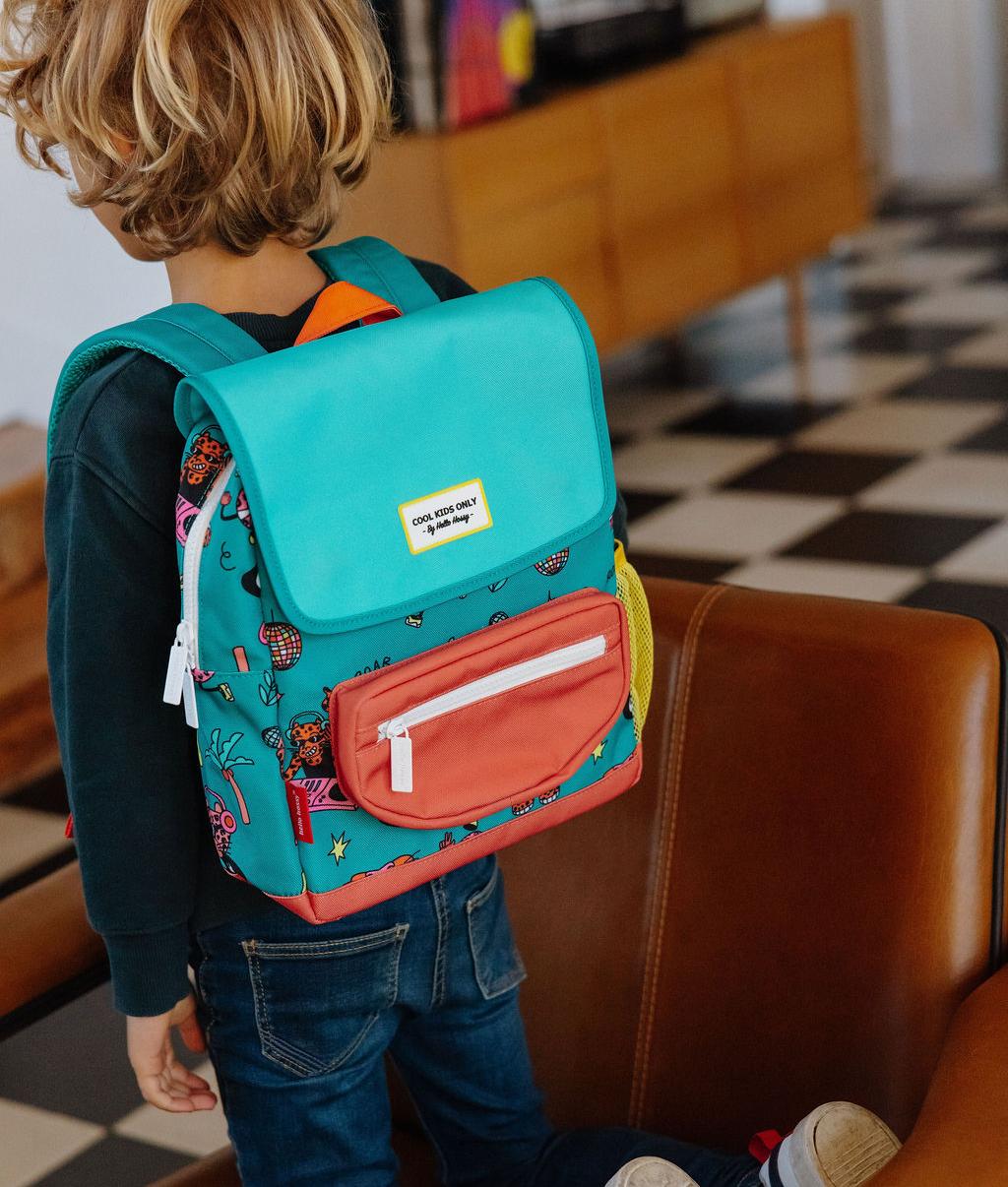 Sac à dos enfant vert corail motif animaux Hello Hossy