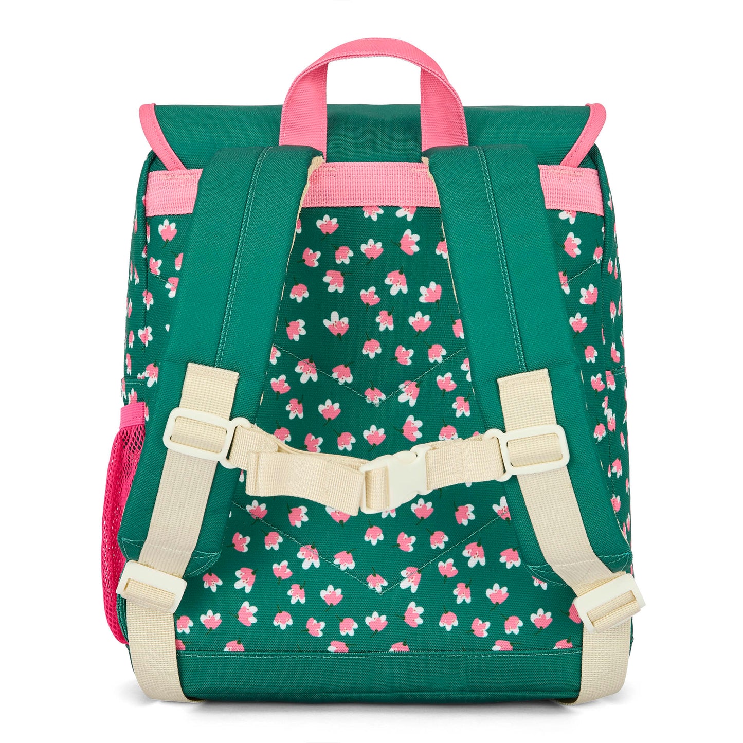 Sac à dos enfant vert imprimé fleurs roses bretelles réglables Hello Hossy