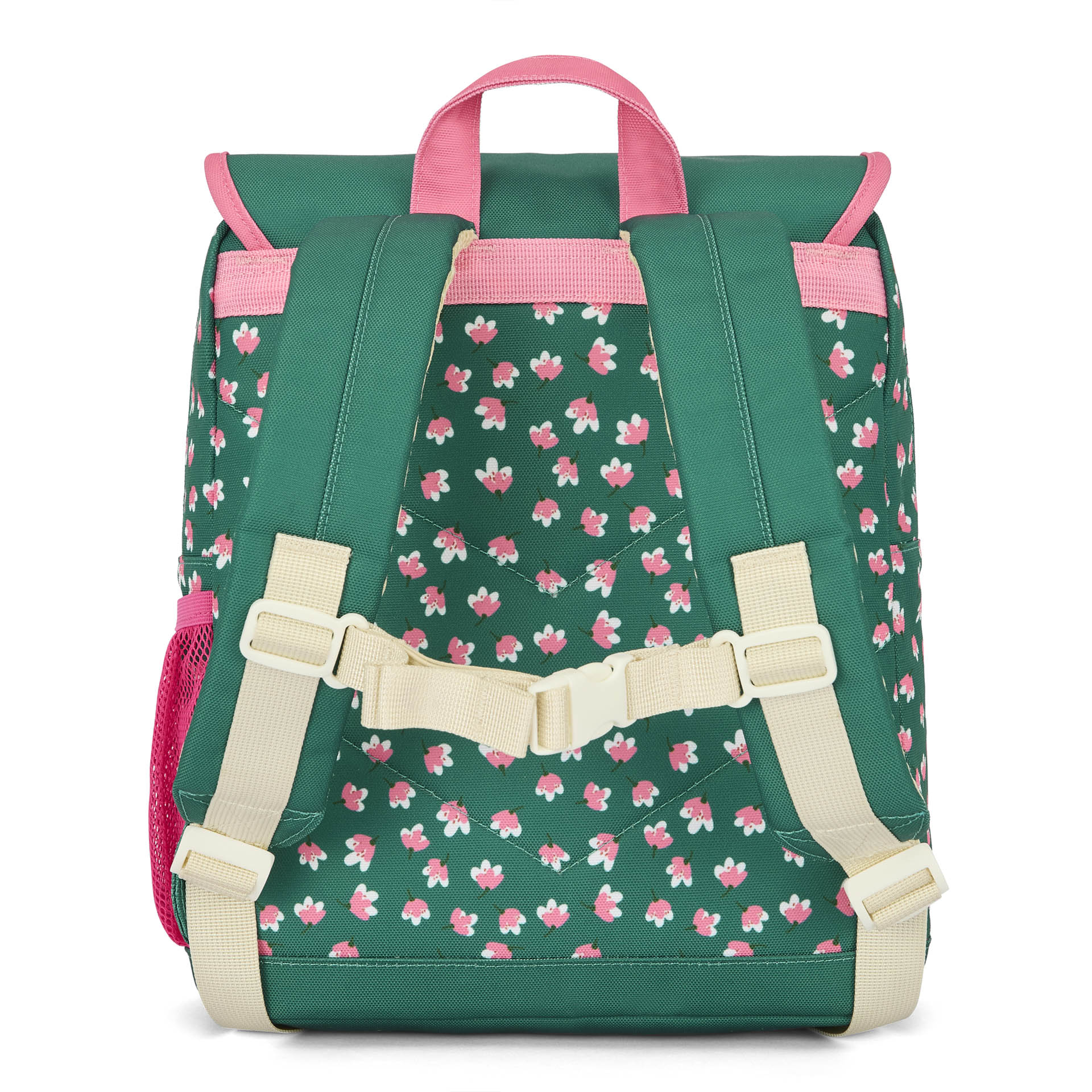 Sac à dos enfant vert imprimé fleurs roses bretelles réglables Hello Hossy