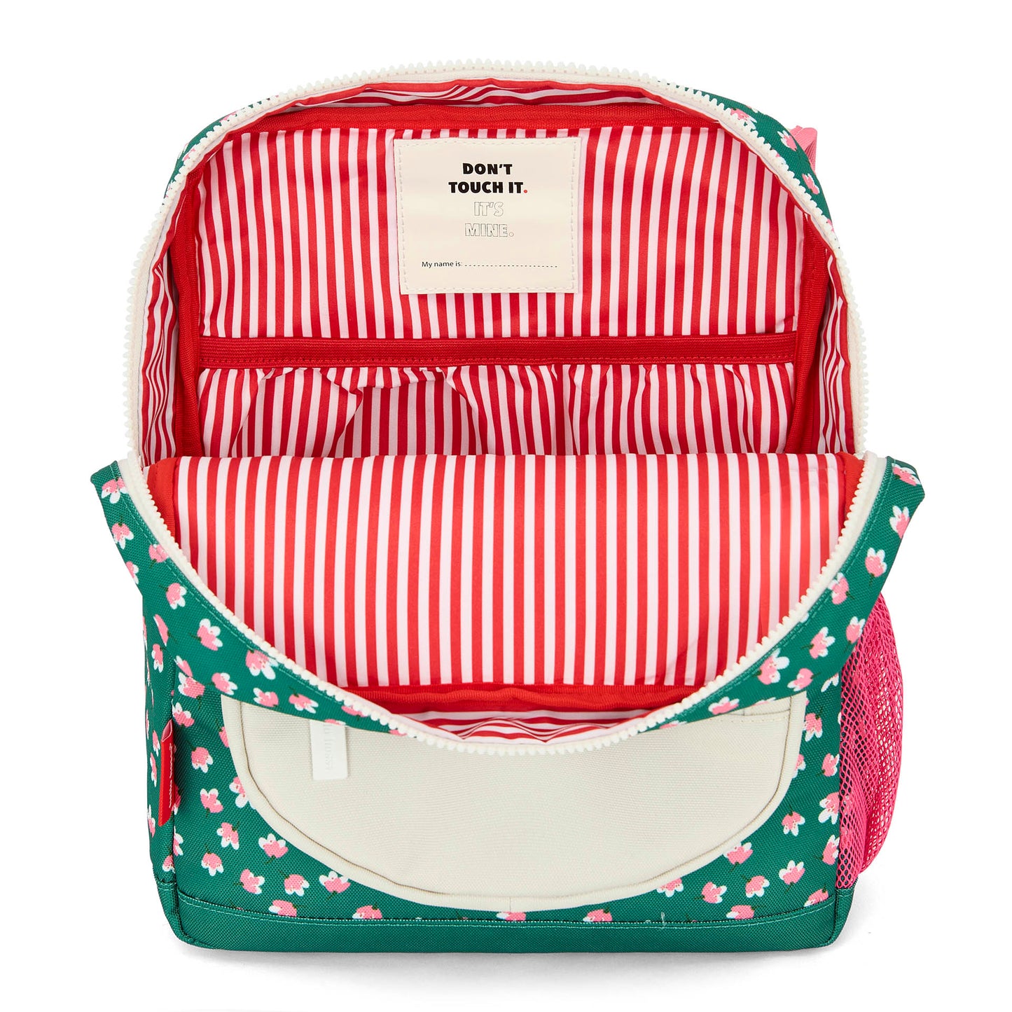 Sac à dos enfant vert motif fleurs doublure rayée Hello Hossy