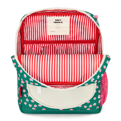 Sac à dos enfant vert motif fleurs doublure rayée Hello Hossy
