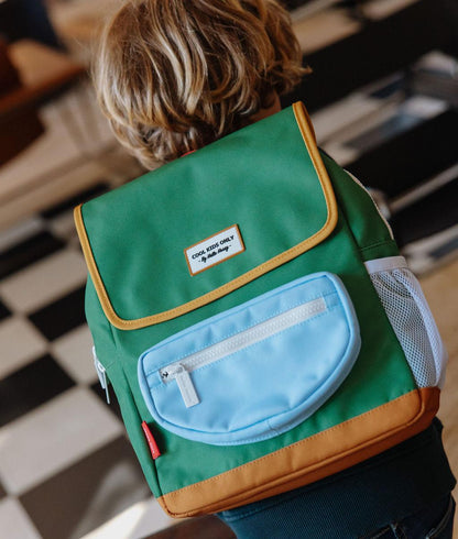 Rucksack Kind Grün blaue Tasche Camel Paspelierung Hello Hossy
