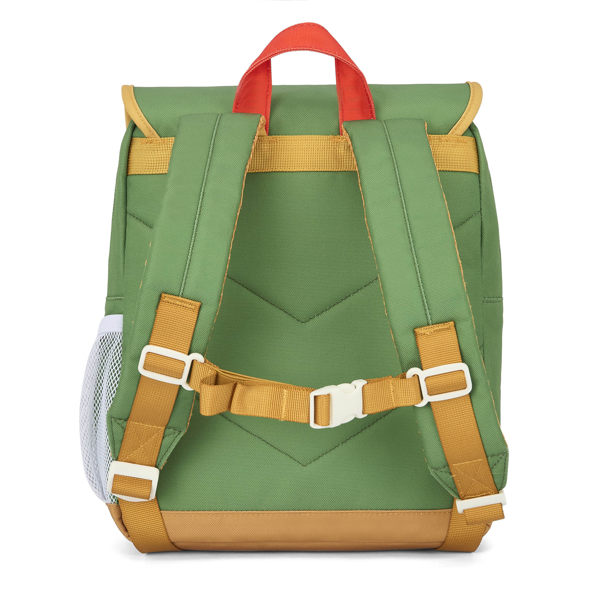 Rucksack Kind Grün Orange Details rotes Handgelenk Hello Hossy