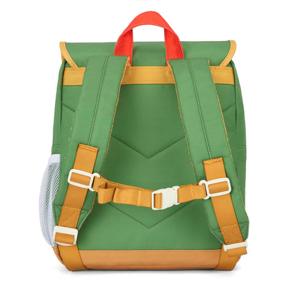Rucksack Kind Grün Orange Details rotes Handgelenk Hello Hossy
