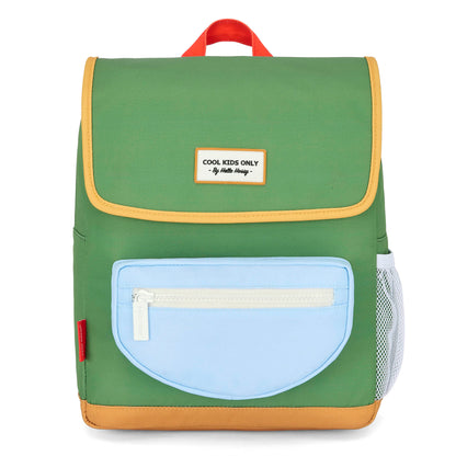 Rucksack Kind Grün blaue Tasche Lederdetail Hello Hossy