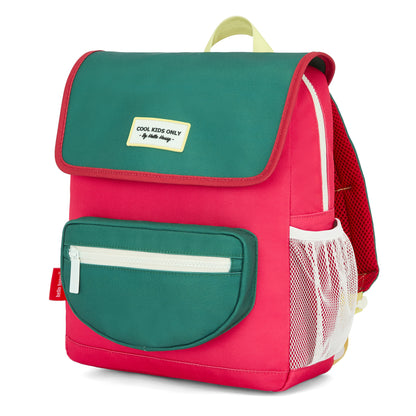 Sac à dos enfant framboise vert poche avant Hello Hossy