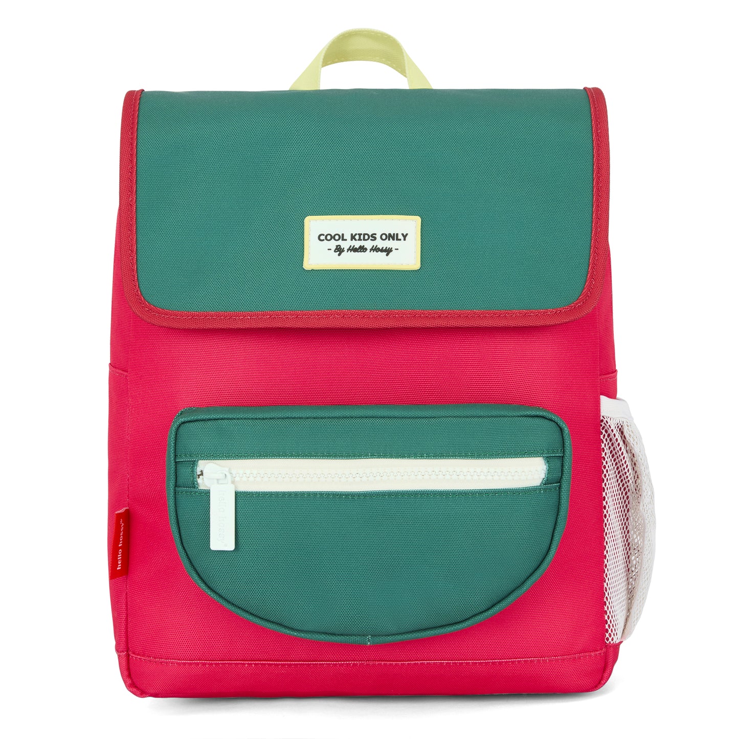 Sac à dos enfant framboise vert poche zippée Hello Hossy