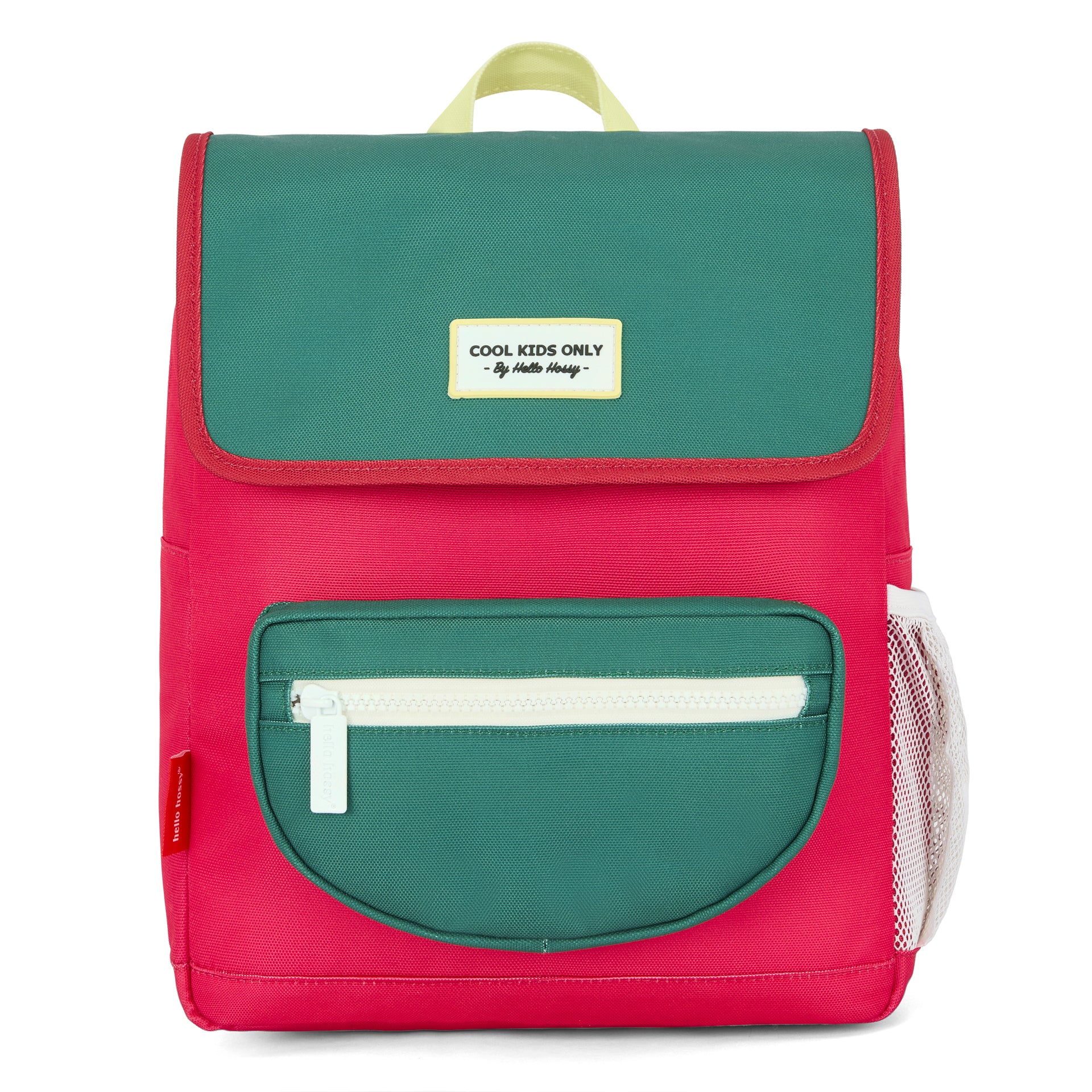 Sac à dos enfant framboise vert poche zippée Hello Hossy