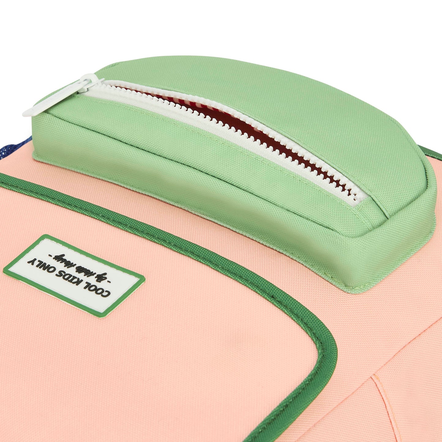Rucksack Kind Rosa Grün Details Vordertasche Hello Hossy