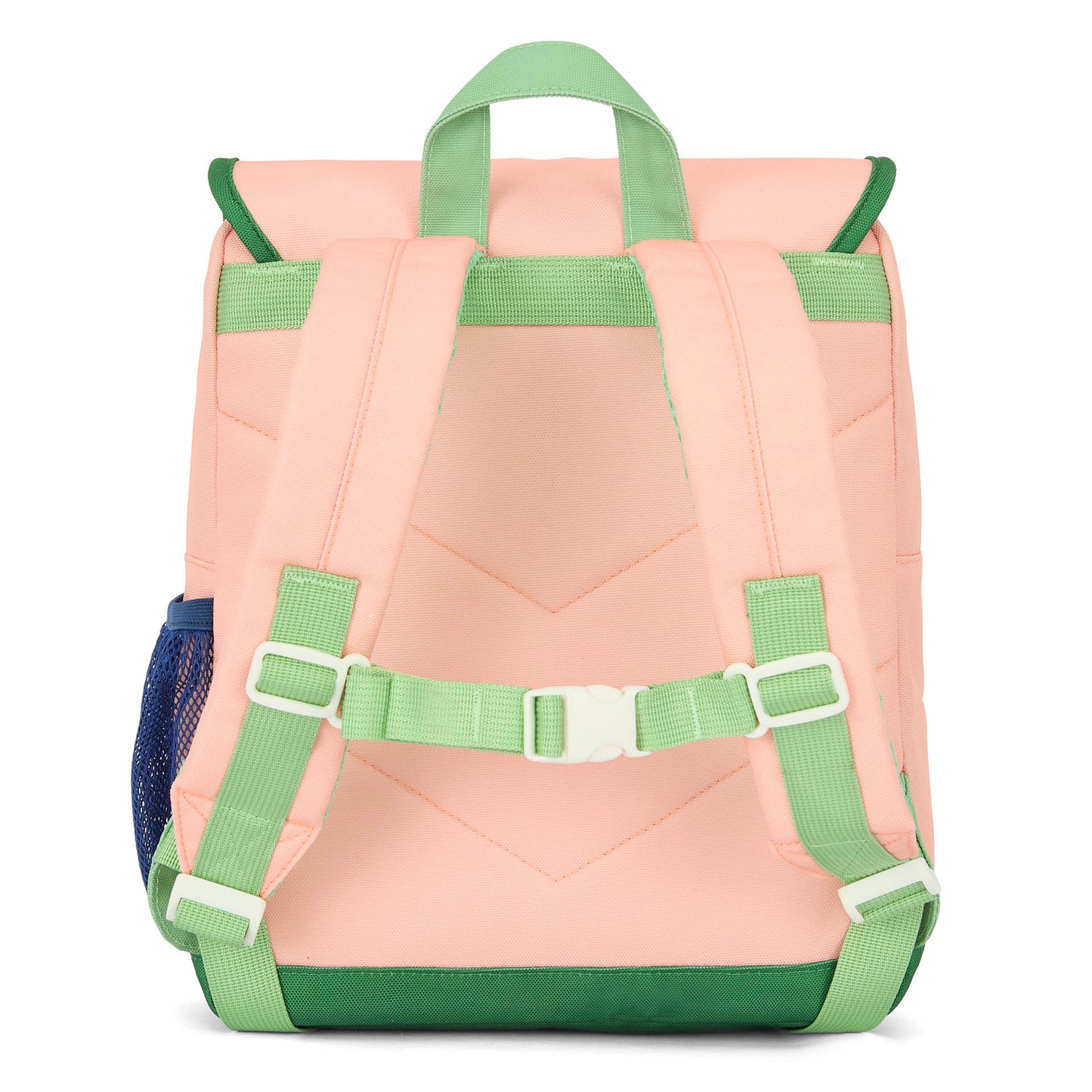 Rucksack Kind Rosa grüne Details Netztasche Hello Hossy