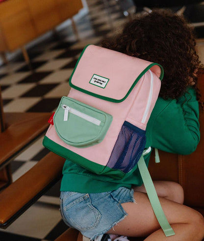 Rucksack Kind Rosa Grün Fronttasche Netztasche Hello Hossy