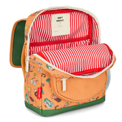 Sac à dos enfant marron imprimé musique intérieur rayé Hello Hossy