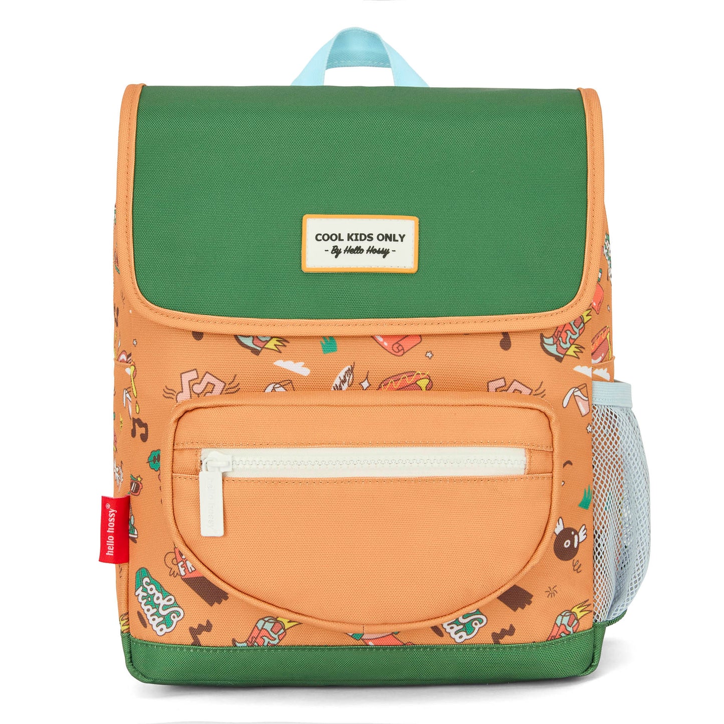 Sac à dos enfant marron imprimé musique poche avant Hello Hossy