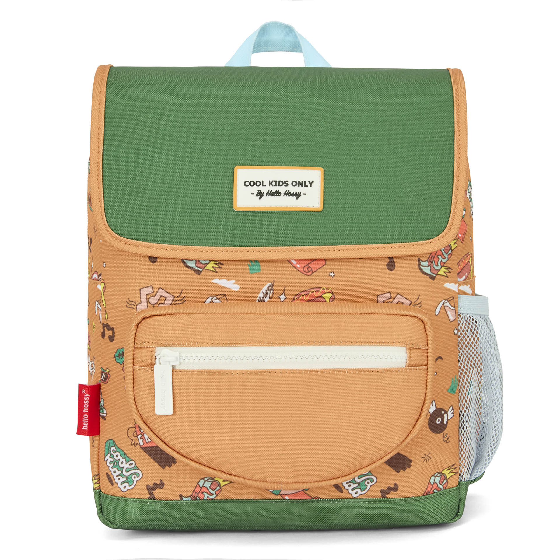 Sac à dos enfant marron imprimé musique poche avant Hello Hossy