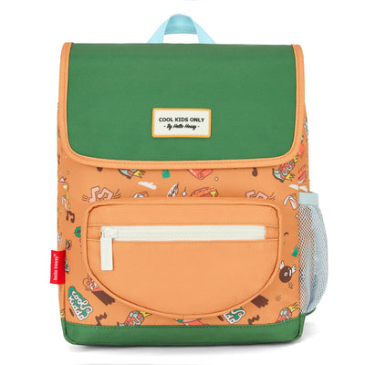 Kinder-Rucksack braun Musik-Aufdruck Vordertasche Hello Hossy