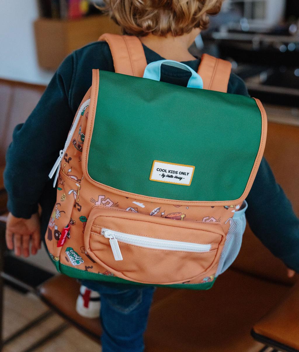 Sac à dos enfant marron vert motif musique Hello Hossy