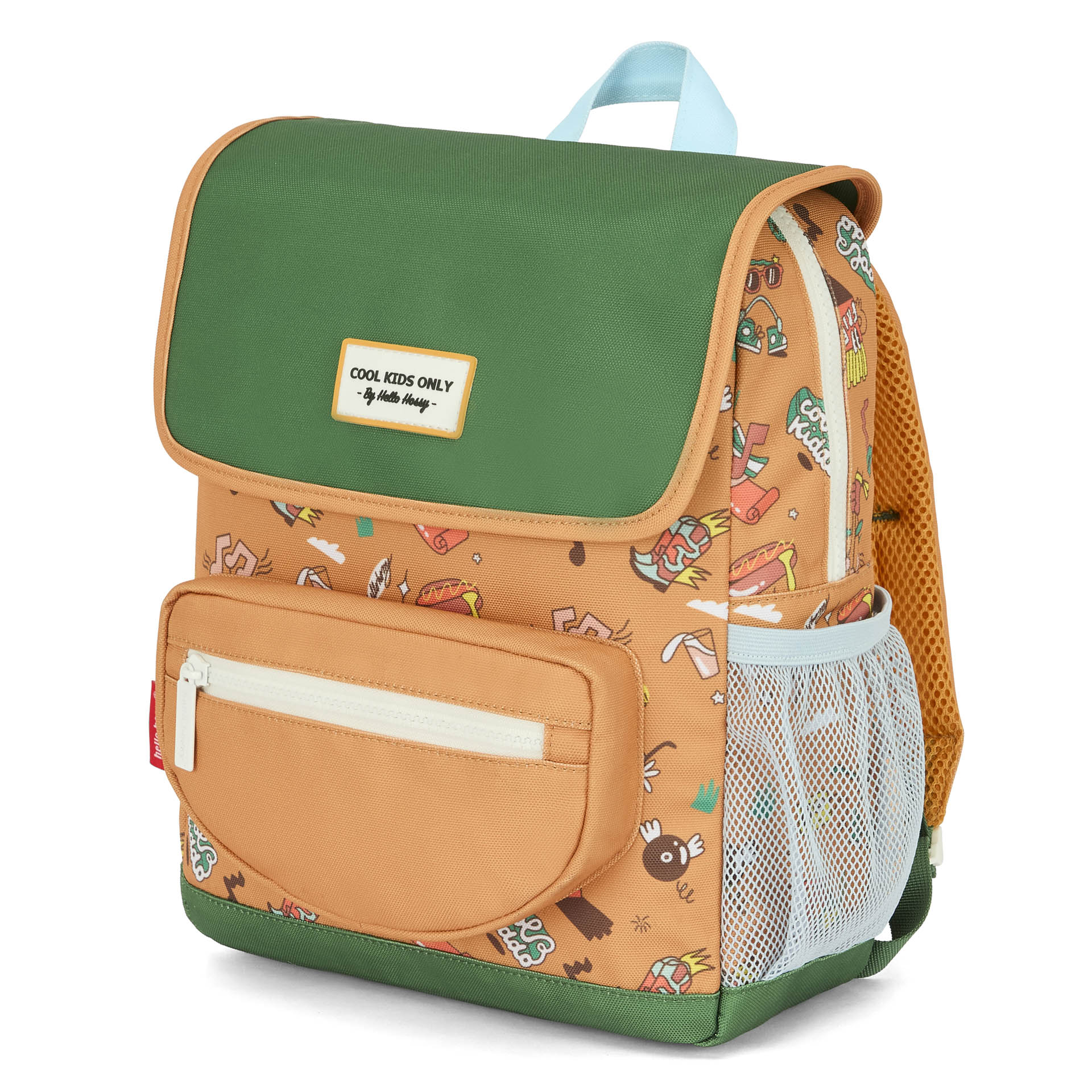 Sac à dos enfant marron motif musique patch Hello Hossy