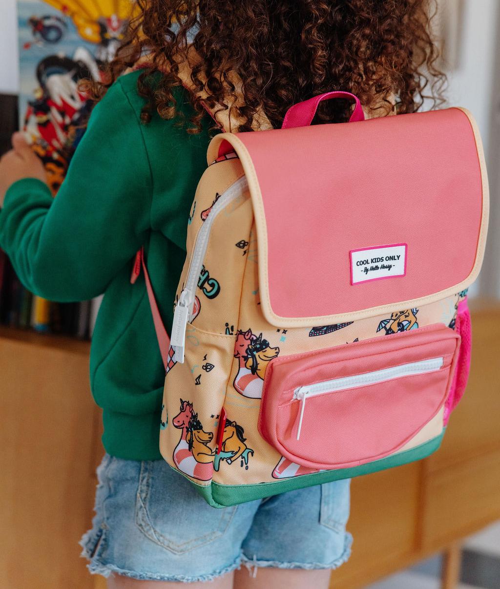 Sac à dos enfant jaune rose motif licorne Hello Hossy