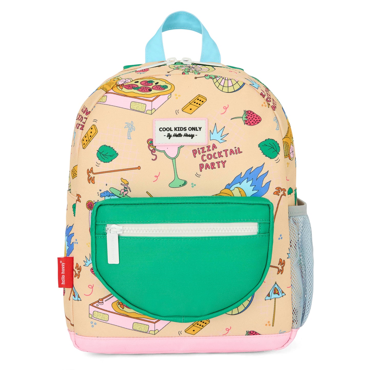 Sac à dos enfant beige motif nourriture poche verte Hello Hossy