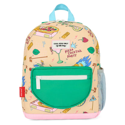 Sac à dos enfant beige motif nourriture poche verte Hello Hossy